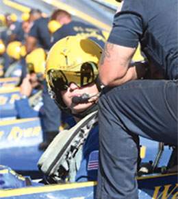 Pilot listening to his ground crew